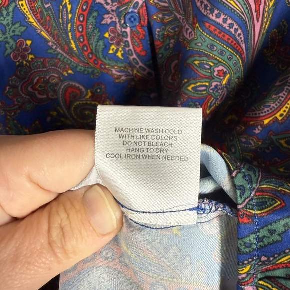 Modcloth Women’s Multicolor Paisley Button Down Blouse Size L - Picture 7 of 9